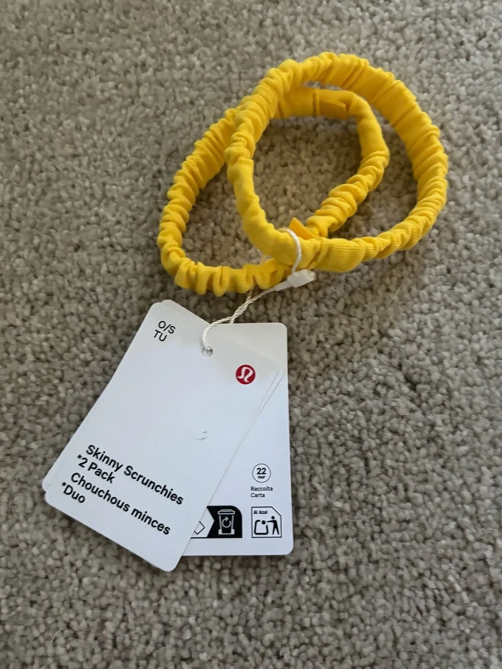 Lululemon Skinny Scrunchies 2 Pack Yellow Duo LEMN